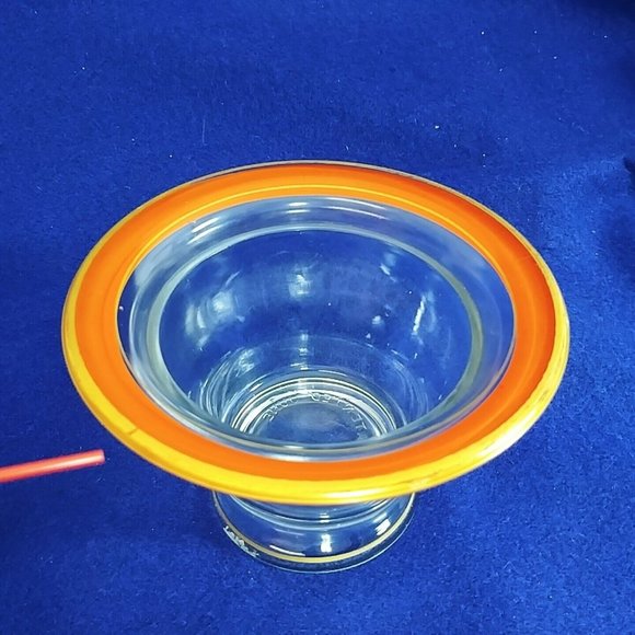 Glass Dish Bowl Nut Candy Dish Orange Gold Painted Collectible Vintage - Picture 6 of 6